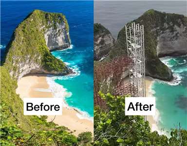 高度182米的玻璃電梯位於努沙佩尼達島的精靈海灘。(X@pendakilawas)