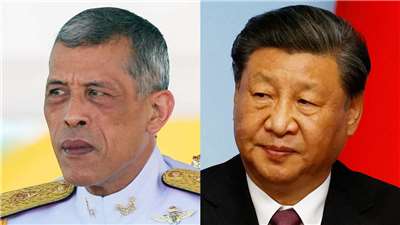中國外交部6日宣布，泰王瓦吉拉隆功(Maha Vajiralongkorn，左)應國家主席習近平(右)的邀請，將於11月13日至17日訪問中國。資料合成照。(路透社/達志影像)