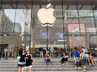 圖為位於上海南京東路蘋果旗艦店。 (圖：中央社)