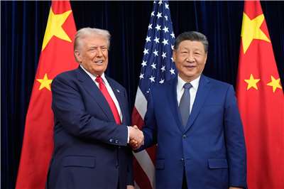 左為美國總統川普(Donald Trump)、右為中國國家主席習近平。