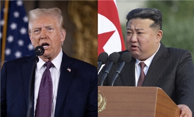 美國總統川普、北韓領導人金正恩。合成圖