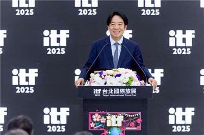 賴清德總統7日出席「2025 ITF台北國際旅展」開幕致詞。(台灣觀光協會提供)