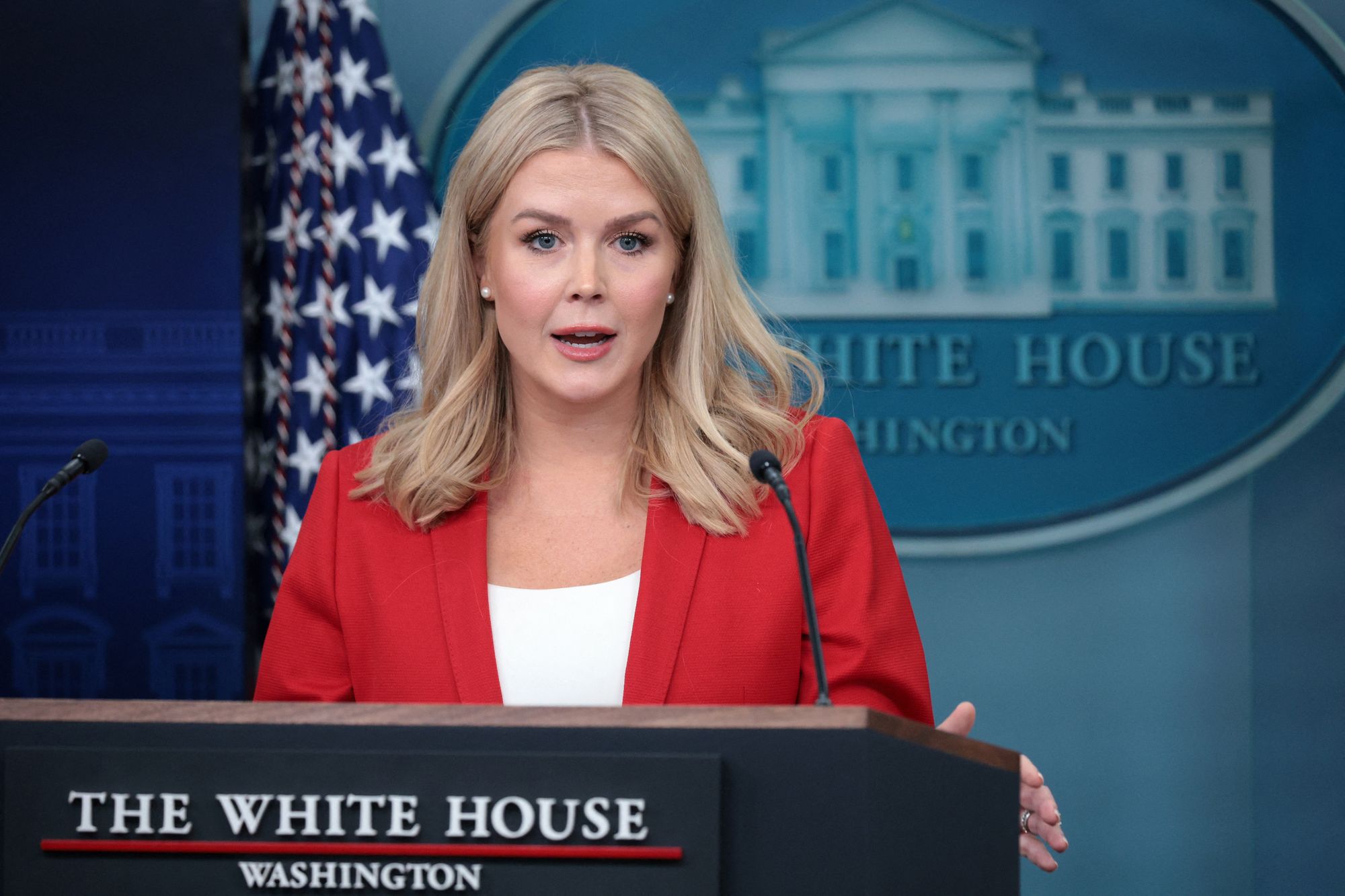 白宮發言人李威特(Karoline Leavitt)。 (AFP)