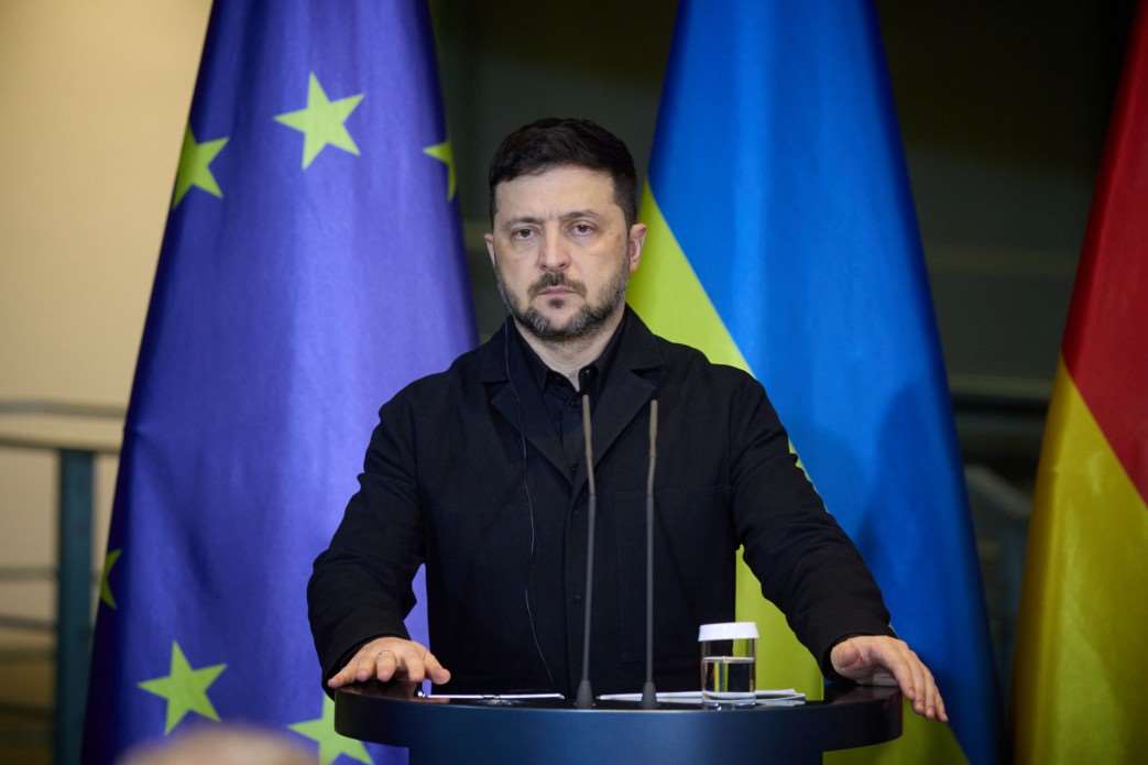 烏克蘭總統澤倫斯基15日在柏林與德總理共同召開記者會。 (圖:X@ZelenskyyUa)