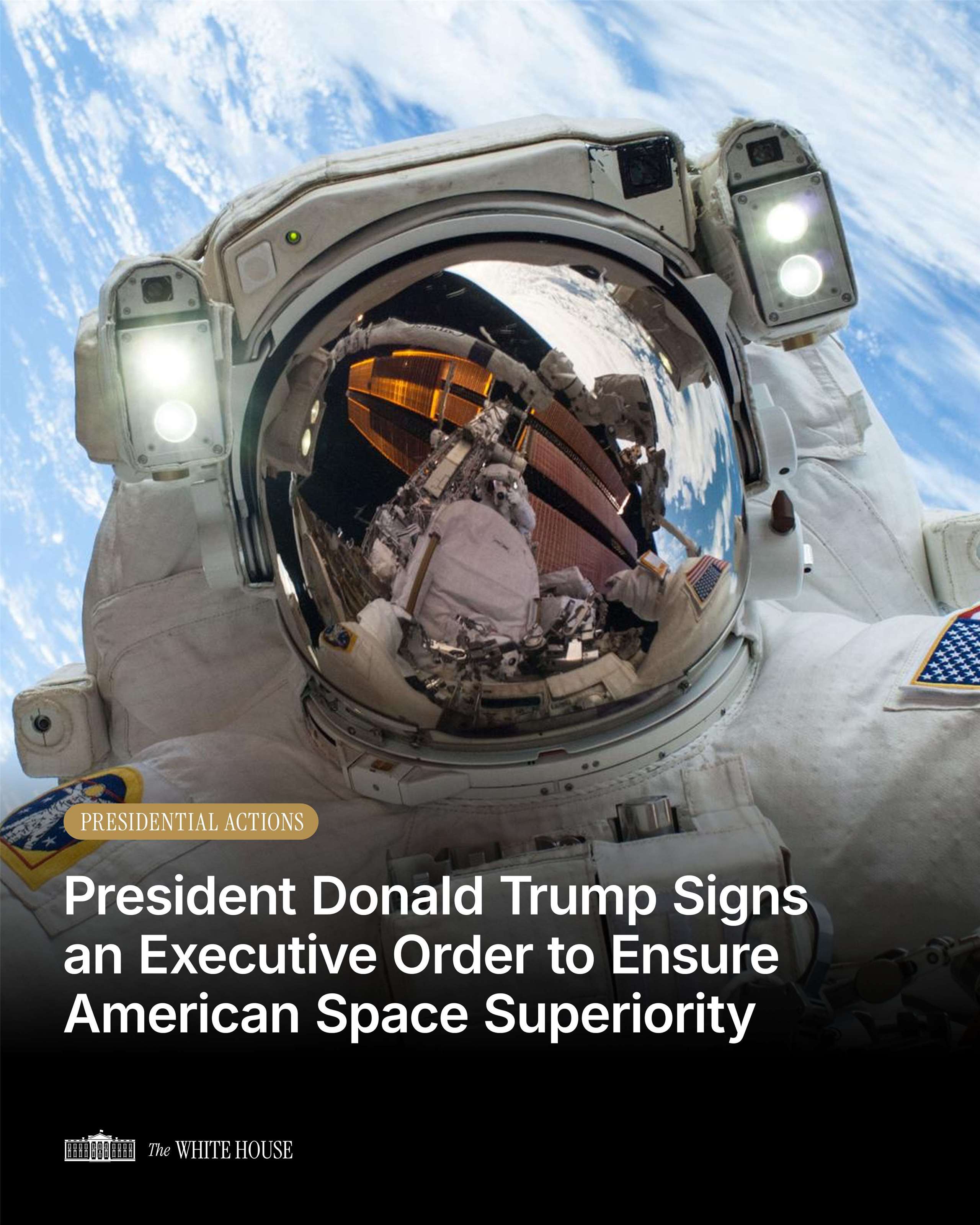 川普簽太空政策命令，重申2028年重返月球目標。 (圖:X@WhiteHouse)