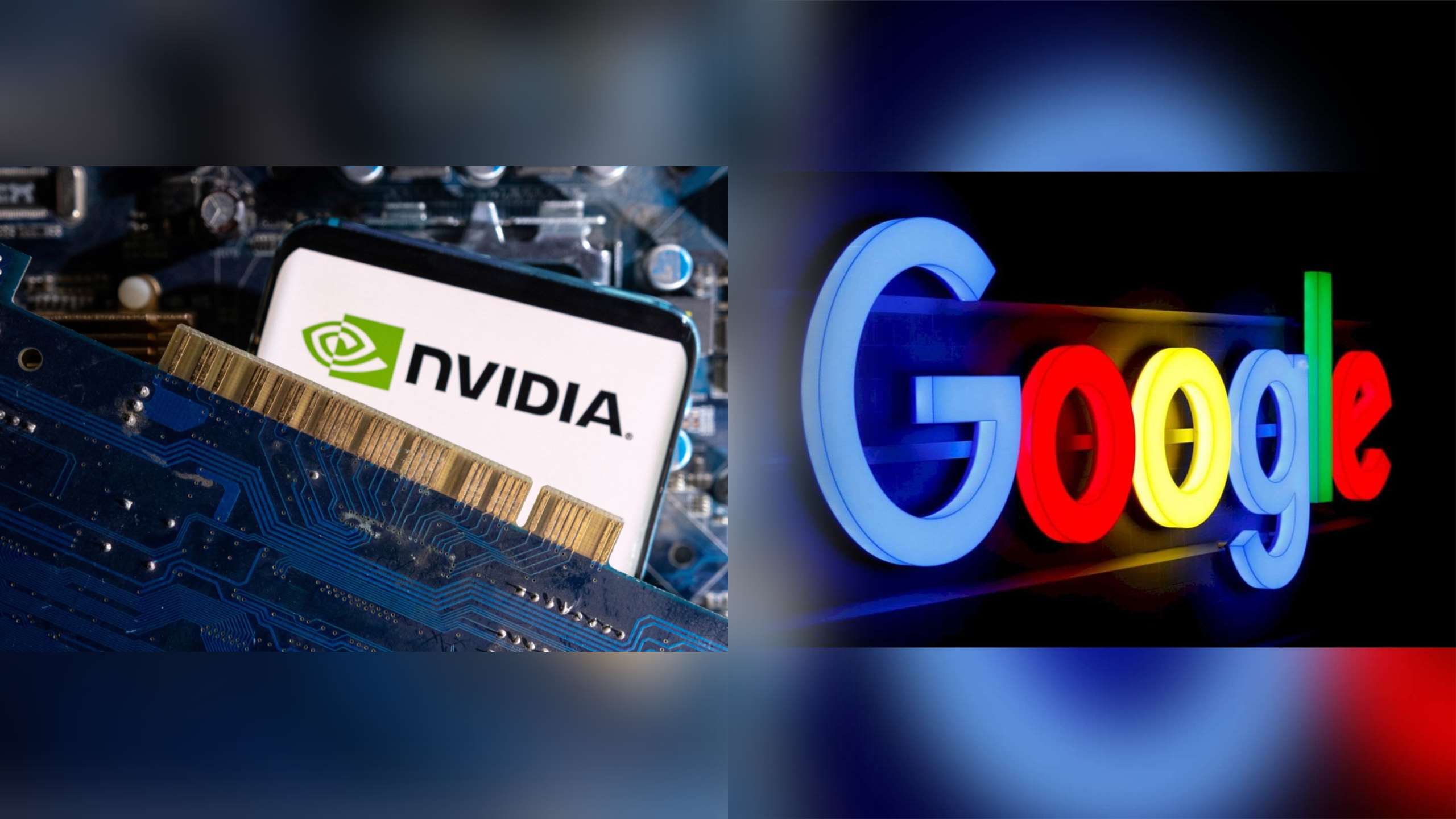 輝達(Nvidia)，GOOGLE，logo 合成圖。 (路透社/達志影像)