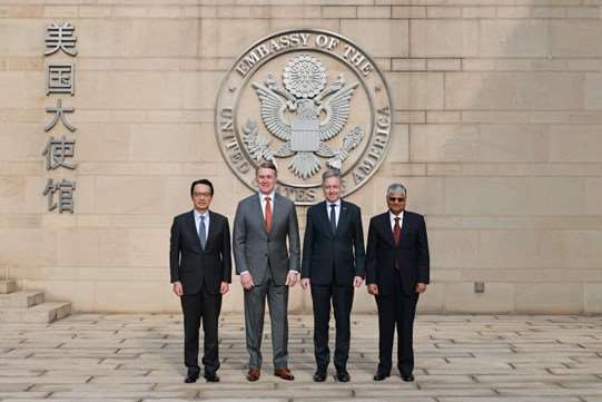 「四方安全對話」(Quad)的各國大使30日在北京會面。 (圖:X@USAmbChina)