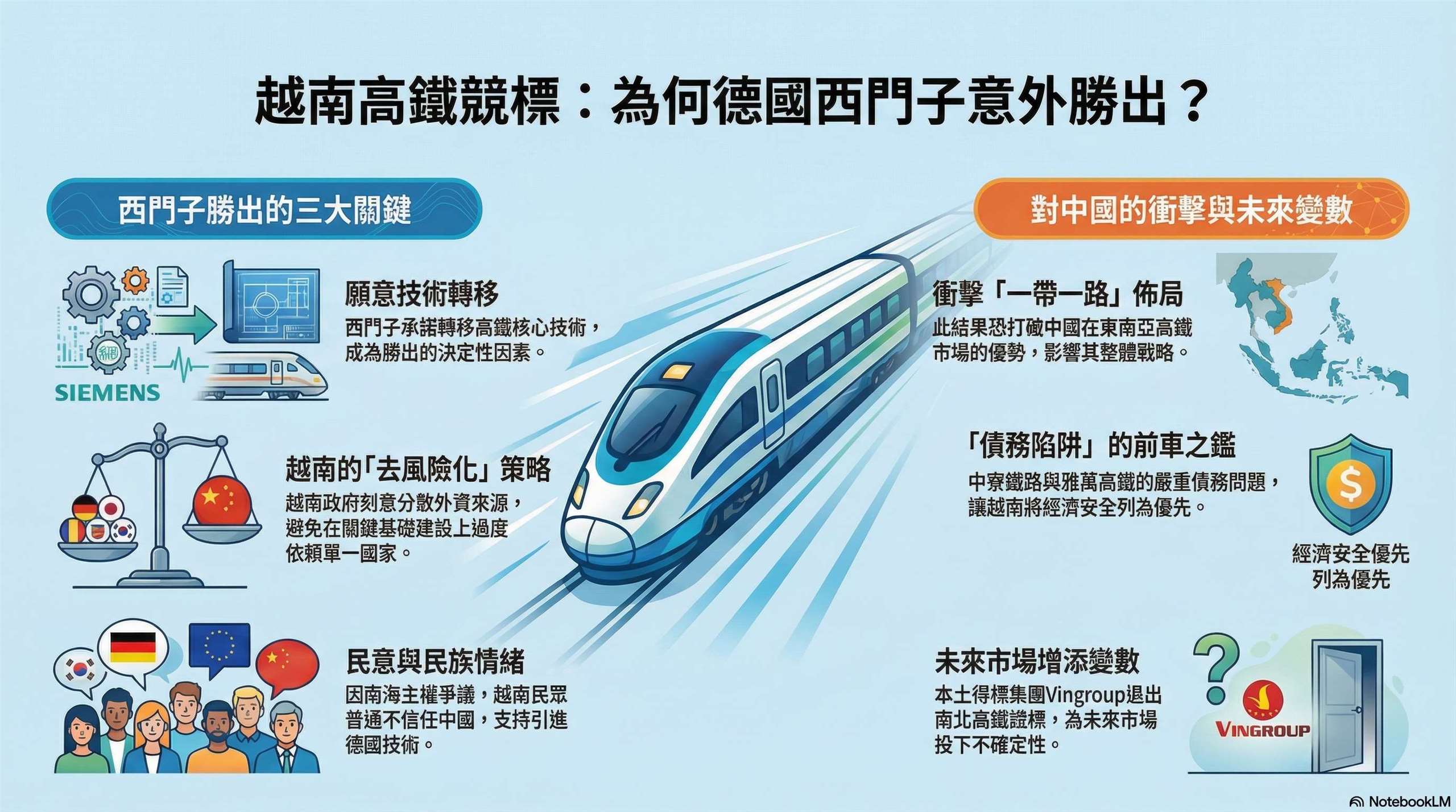 中國高鐵越南競標踢鐵板 恐衝擊中國一帶一路布局 (AI製圖)