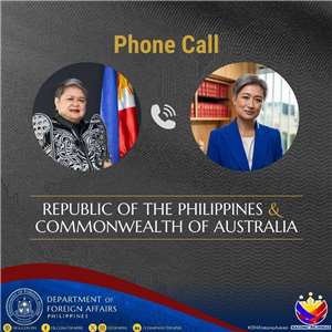 菲律賓外交部長拉薩洛(Maria Theresa Lazaro)16日在X平台發文說，她與澳洲外交部長黃英賢(Penny Wong)通話，就邦代海灘槍擊事件表達慰問。 (圖:X@SecLazaro)