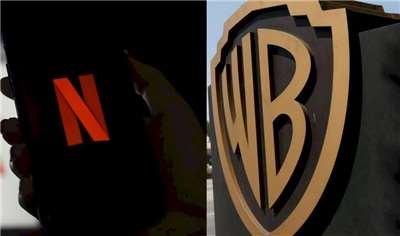 美國串流平台Netflix宣布以720億美元收購華納兄弟探索(Warner Bros Discovery)。(路透社/達志影像、AFP，央廣合成)
