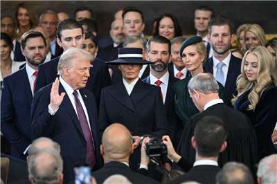 美國總統川普今年1月20日宣誓就職。 (檔案照)