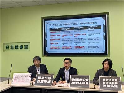 立法院衛環委員會今天(18日)審議行政院提出的《勞工保險條例》修正草案，將政府撥補明列為勞保基金財源，並明定中央政府負勞保最後支付責任。台灣經濟民主連合今天上午拜訪民進黨團，表達對此提案的支持，並呼籲執政黨在職業平等的理念下，比照公教保險，優先確保勞保基金於2049年不破產，以健全社會安全體制。(陳念宜 攝)