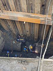 淡北道路施工鑽破自來水管導致淡水地區停水逾3天。台水表示，預計2日凌晨2時全面恢復供水。
（工務局提供）
