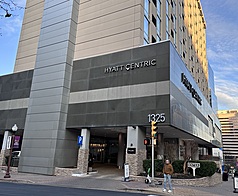 據傳外交部長林佳龍訪美，下榻鄰近華府、位於維吉尼亞州阿靈頓的Hyatt Centric飯店（圖）。
