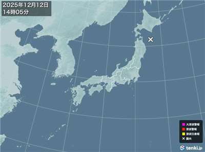 日本氣象廳解除針對12日上午青森外海地震所發布的海嘯警報。(翻攝Tenki.jp)