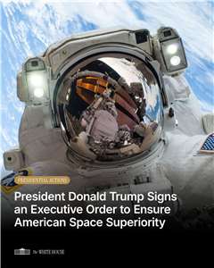 川普簽太空政策命令，重申2028年重返月球目標。 (圖:X@WhiteHouse)