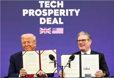 美國總統川普9月18日訪問英國期間，與首相施凱爾簽署「科技繁榮協議」(Tech Prosperity Deal)。