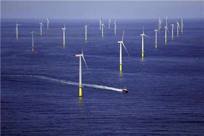 圖為2015年啟用的德國北海Borkum Riffgrund 1風電場。(圖：中央社)