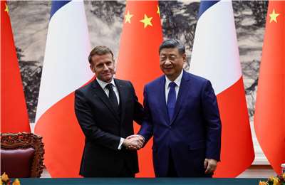 法國總統馬克宏(Emmanuel Macron)(左)與中國國家主席習近平(右)會面。