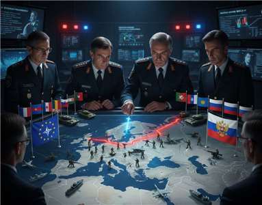 智庫專家投書金融時報指出，歐洲當前對俄研判矯枉過正、政治人物呼籲備戰又無與俄直接溝通管道，歐、俄爆發戰爭恐成為「自我實現預言」。(示意圖/AI生成)