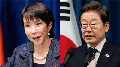 日本首相高市早苗(左)、南韓總統李在明(右)。合成圖。