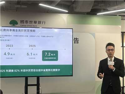 國泰世華銀行和資誠企業管理顧問公司發布「2025台灣全民財務健康關鍵報告」。銀行協理鄭凱中指出，逾8成民眾低估每個月的退休花費，因為根據對已退休者的調查顯示，實際每個月花費高達新台幣7.2萬。(陳林幸虹 攝)