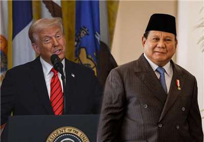 預計美國總統川普與印尼總統普拉伯沃(右)將在2月以前簽署關稅協議。資料合成照。(AFP)