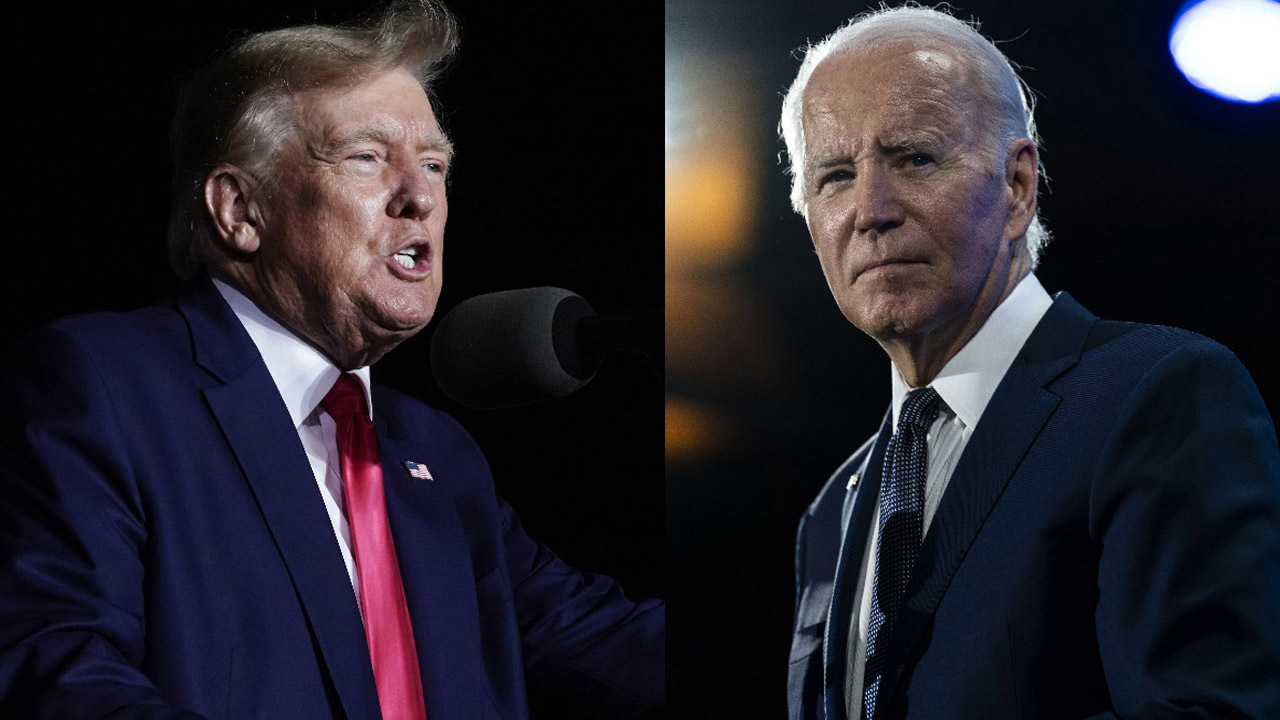 美國總統川普(左)與前總統拜登(右)。資料合成照。(美聯社/達志影像)