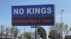 美國示威者計畫於14日在各地舉行逾1500場「無王
日」（No Kings Day）抗議活動。圖為加州民眾反特
斯拉（Tesla）示威，攝於3月29日。