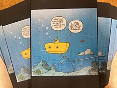 駐歐盟代表處邀請比利時政治漫畫家Lectrr合作再出
擊，推出台歐能產生共鳴的海纜破壞事件諷刺漫畫筆
記本，用歐式幽默讓歐洲人會心一笑、留下深刻印
象。
（駐歐盟代表處提供）
