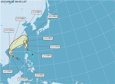1號颱風「蝴蝶」目前正在南海上、持續朝西北移動。(圖：氣象署)