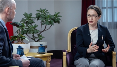 副總統蕭美琴日前接受「挪威國家廣播公司」專訪。(圖：總統府)