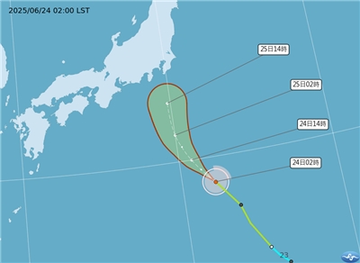 輕颱聖帕將減弱為熱低壓，對台無影響。(圖：取自中央氣象署)