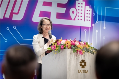 副總統蕭美琴27日晚間出席會計師節晚會致詞。 (總統府提供)