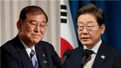 日本首相石破茂( Shigeru Ishiba)(左)、南韓總統李在明(Lee Jae-myung)(右)。合成圖。