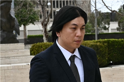 大谷翔平的前翻譯水原一平。 (AFP資料照片)