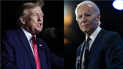美國總統川普(左)與前總統拜登(右)。資料合成照。(美聯社/達志影像)