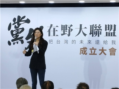 國民黨前立委鄭麗文串聯多位學者、政治人物、黨外人士成立黨外在野大聯盟。(王韋婷攝)