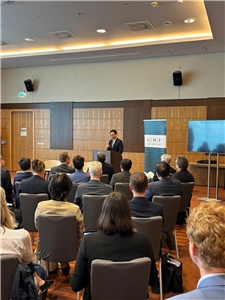 國安會秘書長吳釗燮前往歐洲訪問，並在德國柏林出席由「德國馬歇爾基金會」舉行的台灣三邊論壇，以「以共同價值觀迎接共同挑戰：連接台灣和歐洲」為題發表演說。(圖：GMF)