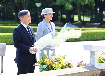 日皇德仁與皇后雅子19日到廣島訪問，這是德仁2019年即位後首度訪問廣島。