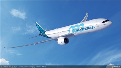 傳出中國考慮在下個月歐洲領導人到訪之際，宣布採購高達500架空中巴士客機。圖為空中巴士A330-900客機。(FB@Airbus)