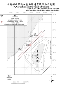 中共10機艦台海周邊活動。 (圖:國防部)