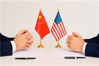  美中會談示意圖。(AI生成圖)