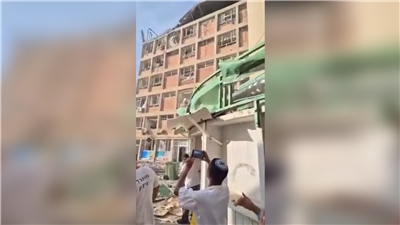 以色列外交部19日在社群平台X發文表示，南部一家醫院遭伊朗「數十枚」飛彈密集擊中。(翻攝Israel Foreign Ministry社群平台X)