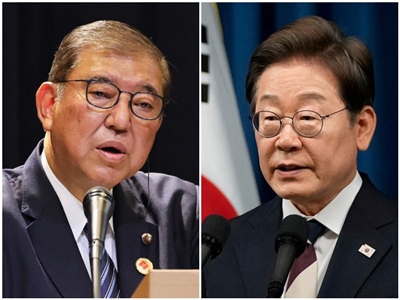 南韓總統李在明(右)、日本首相石破茂。(合成圖)