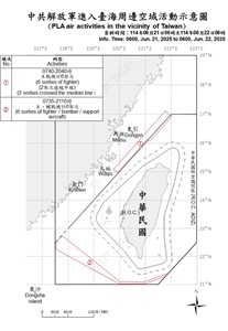 解放軍臺海周邊海、空域動態示意圖。(國防部官網)