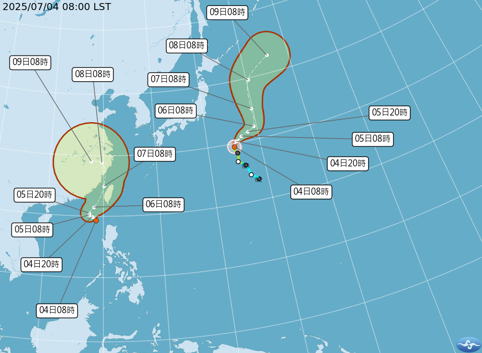 熱帶性低氣壓TD06路徑潛勢預報。(中央氣象署提供)