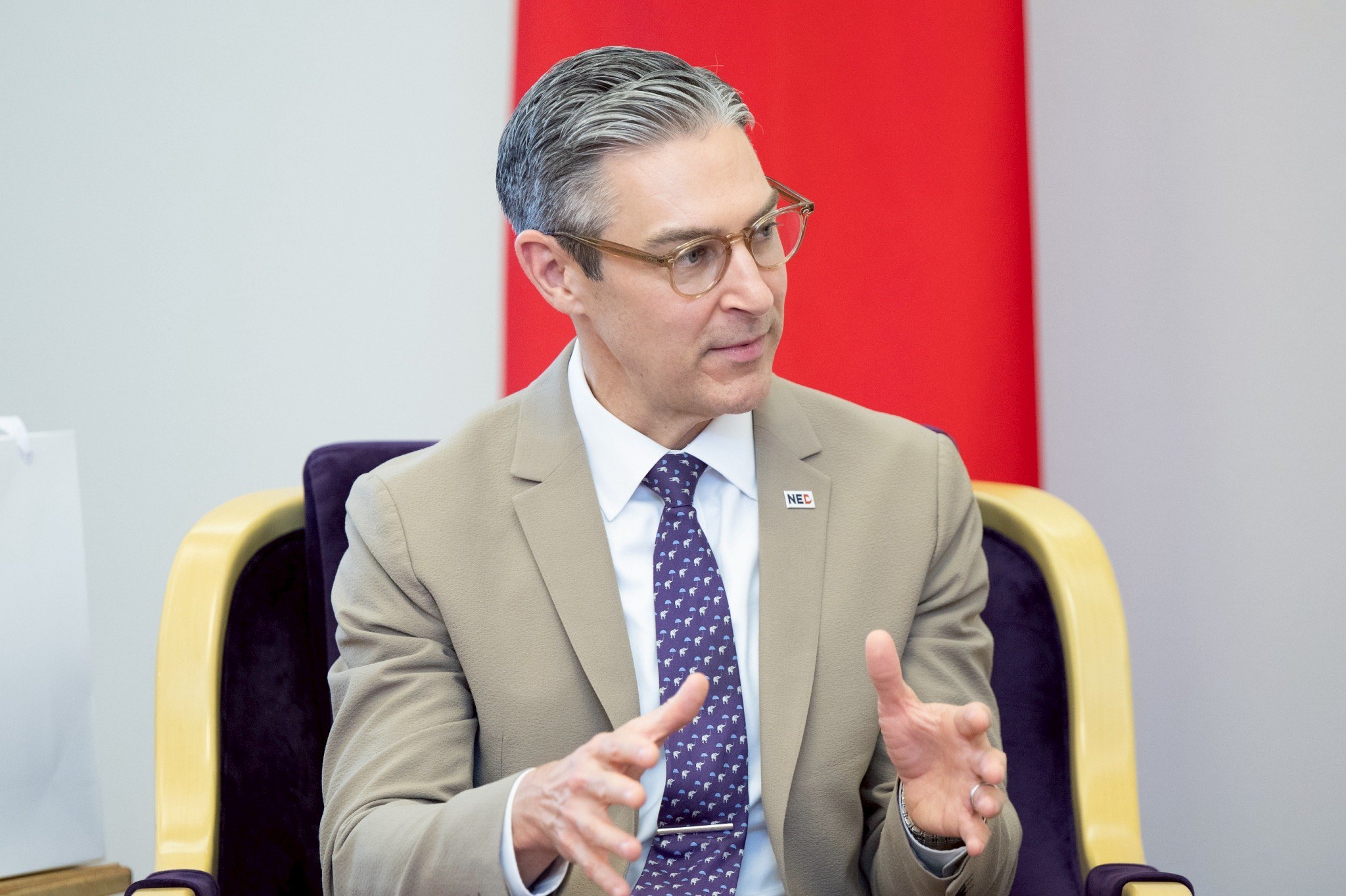 「國家民主基金會」會長威爾遜(Damon Wilson)。 (總統府提供)