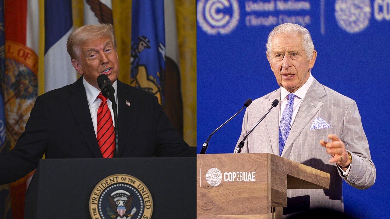 美國總統川普(Donald Trump，左)、英王查爾斯三世(King Charles III，右)。合成圖。