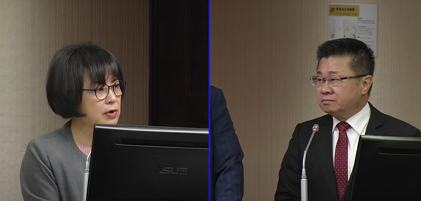 立法院衛環委員會7日排審「社會救助法」修正草案。左為民進黨立委林月琴、右為衛福部次長呂建德。(翻攝國會頻道)